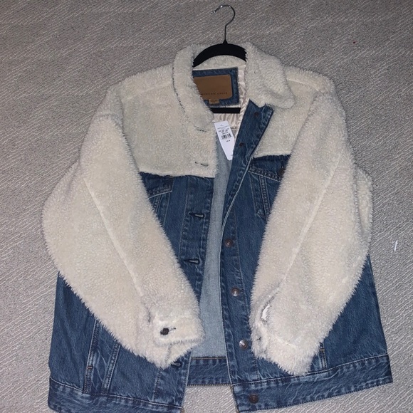 Coats | Jean Jacket With Fuzz | Poshmark